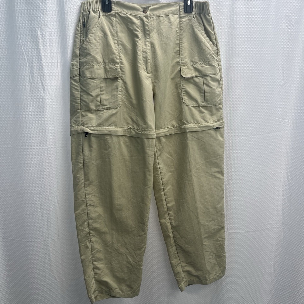 LL Bean Women's Beige Convertible Hiking Hunting Fishing Pants Large cargo
